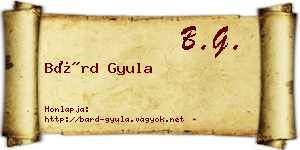 Bárd Gyula névjegykártya